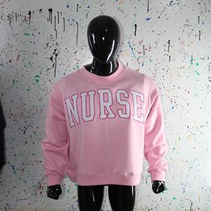 Sweat-shirt à col montant NURSE PINK 100% BLANC avec broderie appliquée, col large, URBAN PRODUCTIONS - Product Image 4