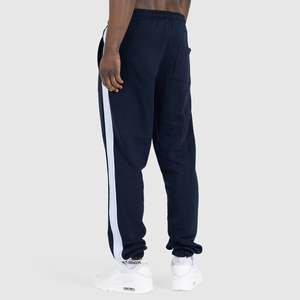 <b>Men's</b> <b>Navy</b> Blue Cotton Sweatpants Elastic Waist Drawstring Casual <b>Joggers</b> Side Pockets Midweight Knitted Autumn Wear - Product Image 2