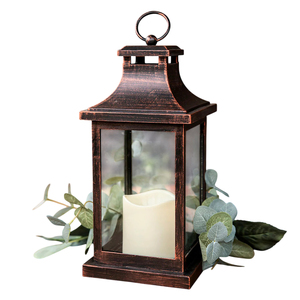 Lanterne suspendue en métal et verre de style vintage, finition antique, porte-bougie décoratif pour la maison, le jardin, la décoration de mariage - Product Image 3
