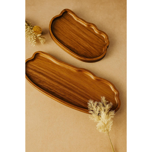 Assiettes de service en bois pour la décoration artistique, plateaux de table formels pour servir les apéritifs et les collations, fourniture en gros pour table. - Product Image 5