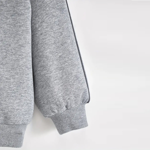 Ensemble de survêtement gris pour enfants, survêtement à manches longues, survêtement à fermeture éclair, col montant, survêtement décontracté, joggers, couleur unie, respirant, 100% coton - Product Image 4