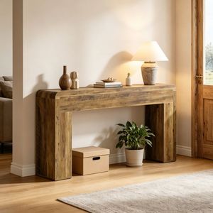 Consolle Lunga Stile Rustico 180 cm x 30 cm x 85 cm con Superficie Impermeabile per Ingresso Casa o Hotel - Product Image 1