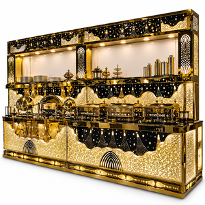 Station de buffet chauffe-plats en acier inoxydable noir et or King International Noctelle |   Classique moderne éclairé pour intérieur/extérieur - Product Image 1