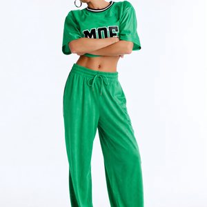 Maillot de football américain classique pour femme, coupe courte en maille respirante, ensemble crop top et pantalon de jogging, streetwear, vente en gros, OEM - Product Image 3