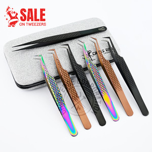 Embouts de fibre pince à épiler pour Extensions de cils courbé 90 45 degrés pince à épiler facile à éventer russe Mega Lashes - Product Image 2