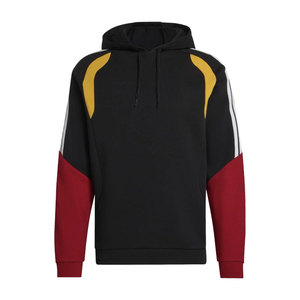 Sweat-shirt à capuche noir pour homme, manches raglan, color block rouge et jaune, coupe classique, décontracté, tricoté, pour l'automne - Product Image 1