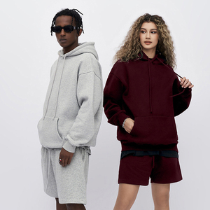 Wholesale Custom Logo Winter Print Unisex Cotton Fleece <b>Hoodie</b> <b>and</b> <b>Shorts</b> <b>Set</b> for <b>Men</b> - Product Image 4