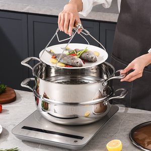 Casserole vapeur en acier inoxydable de qualité supérieure avec construction multicouche, couvercle en verre trempé, poignées résistantes à la chaleur, compatible induction - Product Image 3
