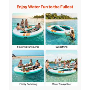 Plataforma Flotante Inflable Redonda de 10x8 Pies, Tapete de Agua Antideslizante con Bolsa de Transporte para Lagos y Mar - Product Image 6