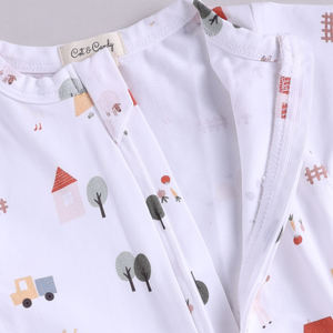 Mameluco con cremallera de calidad superior Estampado de animales de granja Elastano de bambú Ropa de bebé de alta calidad - Product Image 5