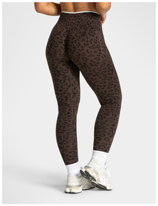 Ensemble de yoga pour femmes à imprimé léopard, spandex, polyester, leggings taille haute longueur intégrale, haut court, deux pièces, sans couture, extensible, vêtements de sport - Product Image 3