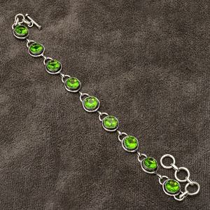 Peridot Gemstone <b>Bracelet</b> Handmade 925 Sterling Silver Jewelry 7 Inch <b>Birthstone</b> Gift For Women Unique Elegant Design - Product Image 1