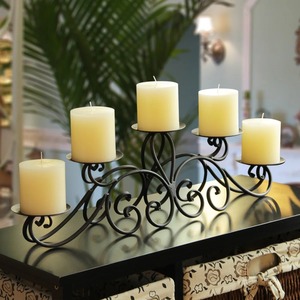 Support à bougies en métal noir de haute qualité à 5 bras, élégant et multi-branches, pour mariage, fête, hôtel, maison, aux meilleurs prix - Product Image 3