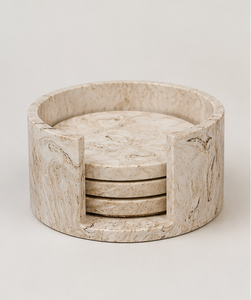 Luxury Natural Marble <b>Coaster</b> Set with Holder Handmade Round <b>Drink</b> <b>Coasters</b> Table Protection Home Decor Gift - Product Image 3
