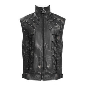 Men's Fashion Black <b>Gothic</b> Punk Studded Stand Collar Waistcoat Casual Vest Top Sell 2026 - Product Image 1