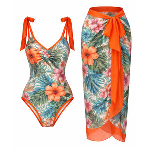 Traje de Baño de Moda 2026 con Estampado Floral, de un Solo Hombro, con Pareo, Bikini Sexy Asimétrico para Mujer, Ropa de Playa - Product Image 3