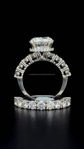 แหวนเพชรสำหรับงานแต่งงานสีเงิน925แบบปรับแต่งได้5Ct มี4กรงเล็บ VVS1เพชรโมอิสซาไนต์สำหรับเป็นของขวัญ - Product Image 4