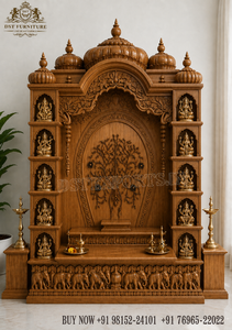 Teak Wooden Carved Temple Open Base Premium Cathedral Style Wooden Altar Solid Teak Church Prayer <b>Cabinet</b> Wooden Prayer <b>Cabinet</b> - Product Image 5