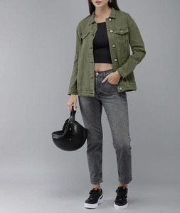 Chaquetas Vaqueras Extra Grandes Personalizables para Mujer, Mangas Largas, Cuello con Botones, Chaquetas Vaqueras Básicas Transpirables, Chaqueta Vaquera para Mujer OEM - Product Image 2