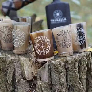 Ensemble de tasses en corne écologiques cinq étoiles, taille personnalisée, sculptées à la main, style rustique, naturelles et polies, pour bar et cuisine - Product Image 4