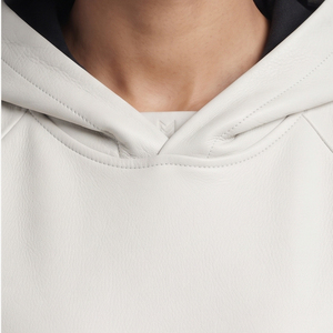 Hoodie en cuir oversize pour femme, coupe ample, à manches longues, style pull-over, vente en gros - Product Image 5