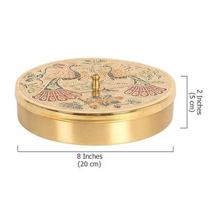 Brass Masala <b>Box</b> Spice Storage Container Decorative Metal Lid 7 Compartment Kitchen Organizer <b>Vintage</b> Design Handcrafted - Product Image 6