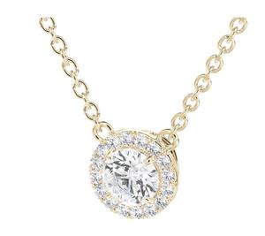 Conjunto de colgante de diamante con Halo, joyería de oro de 18 k, Diamante cultivado en laboratorio, certificado IGI, CVD y Diamante pulido HPHT - Product Image 2