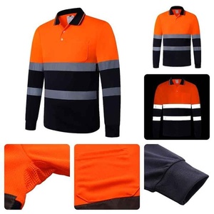 Chemise de travail à manches longues haute visibilité pour homme Jaune Bleu marine Bandes réfléchissantes Certifiée CE Polyester Uniforme - Product Image 4