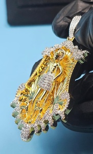 Moissanite Santa Muerte 925 Sterling Silver Gold Plated Luxury Hip Hop <b>Iced</b> Custom VVS Moissanite Men's Pendant GCI IDGL - Product Image 5