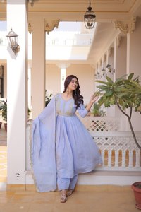 Conjunto de Kurta y Pantalón de Seda Chanderi Pura para Mujer, Diseño Moderno, Kurti con Salwar Kameez Estilo Pakistaní, Traje Étnico - Product Image 6