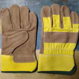 Guantes de Soldadura de Cuero Genuino Blanco y Azul, Forrados en la Parte Posterior, Guantes Industriales de Protección para Conducir, Logotipo Frontal Personalizable - Product Image 3