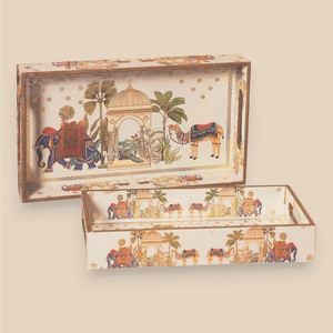 Wholesale Luxury Traditional Mughal Art Dining Tray Set Rectangular Bulk Hotel Restaurant Serving Platter Elegant Tableware - Product Image 1