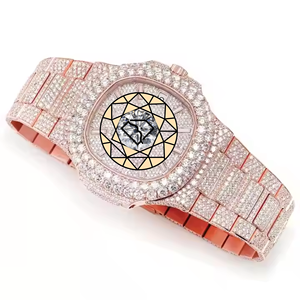 Reloj de Lujo con Incrustaciones de Diamantes Moissanite VVS1, Forma de Cojín, Tono Rosa, Acero Inoxidable, para Hombre y Mujer - Product Image 3