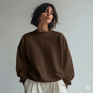 OEM Service High Quality Women's Oversized Winter Mockneck Front Sweatshirt Polyester/Cotton Material Breathable Embroidered - Product Image 5
