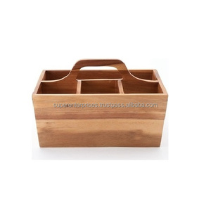 Artículo decorativo para el hogar Cubiertos de bambú natural Caddy con asa Organizador de condimentos Artículo al por mayor Artesanía India Nuevo diseño - Product Image 3
