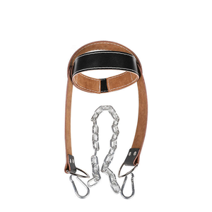 Leather Padding Head Harness With Chain Neck Muscle Comprehensive <b>Training</b> Gym Neck <b>Strength</b> Workout Weightlifting Head Harness - Product Image 2