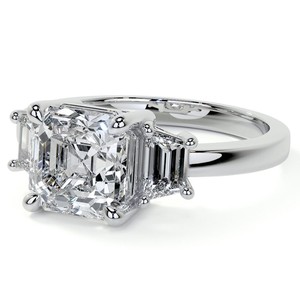 Bague Trio en Moissanite Taille Asscher en Argent Sterling 925 Plaqué Or 14K – Bague de Fiançailles de Luxe, Cadeau de Mariage ou d'Anniversaire pour Elle - Product Image 3