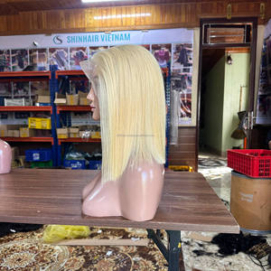 Perruques de cheveux humains de haute qualité, perruque frontale en dentelle, cheveux vierges vietnamiens, perruque frontale en dentelle blonde, perruques lisses et droites pour femmes, sans colle - Product Image 1