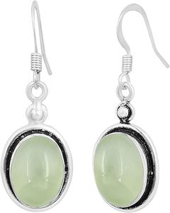 ต่างหูอัญมณีพรีไนต์925ต่างหูรูปไข่เงินสเตอร์ลิงแข็งสำหรับผู้หญิงและเด็กผู้หญิงต่างหูห้อยเครื่องประดับเงิน - Product Image 1