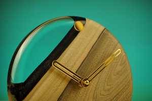 Handmade Walnut Wood Resin Desk <b>Clock</b> Modern Office Decor - Product Image 5