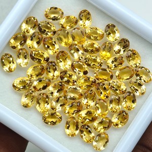 พลอยซิทรินทรงรี พลอยซิทรินสีเหลืองธรรมชาติ แบบเจียระไน สำหรับทำแหวน เครื่องประดับ ขายส่ง DIY - Product Image 5