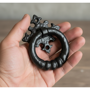 Poignée de porte en fer martelé rustique, revêtement en poudre noire, quincaillerie de meubles de cuisine pour tiroirs, armoires, portes, vintage, durable - Product Image 2