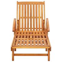 Chaise longue d'extérieur moderne en teck massif avec coussin crème et dossier réglable pour piscine, villa, jardin