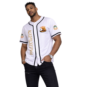 Custom White Baseball Jersey Button Up Graphic Print Team Shirt Black <b>Piping</b> Short Sleeve Sportswear - Product Image 1
