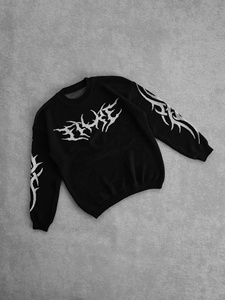 Premium Quality Custom Y2K Tribal Pattern Knit Sweater Manufacturer Drop Shoulder Heavyweight <b>Crewneck</b> - Product Image 4