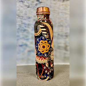Ayurveda Copper Jointless Seamless Pure Copper Printed Designer <b>Bottle</b> <b>1</b> <b>Litre</b> - Product Image 4