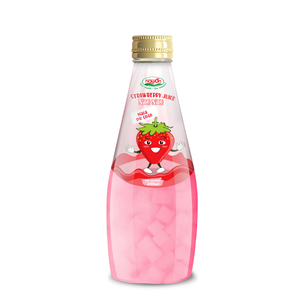 Бесплатный образец 290 мл NAWON Nata de Coco Напиток Фруктовый сок с желе Nata de Coco клубника OEM/ODM производитель напитков