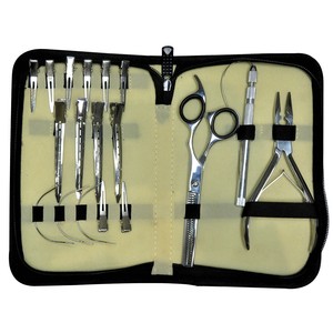 Outils professionnels pour extensions capillaires en acier inoxydable de qualité chirurgicale : Pince à 2 trous, Ouvre-perles, Ciseaux, Pinces à cheveux, Boucles pour cheveux - Product Image 5
