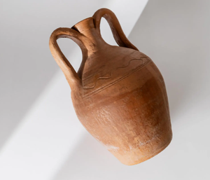 Vase amphore vintage en terre cuite, fait main, style rustique italien, avec deux poignées, carafe décorative en céramique, décoration de maison de style campagnard - Product Image 3
