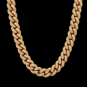 Collar de Moissanita con Cadena Cubana Chapada en Oro de 14K para Hombre, Engaste de Canal Redondo Brillante, Estilo Hip Hop, Colección para Uso Diario - Product Image 2